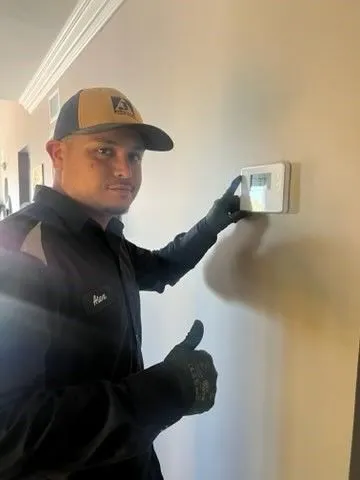 Technician working on HVAC